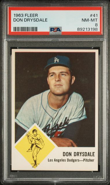 Baseball Don Drysdale 1963 Fleer #41 PSA 8