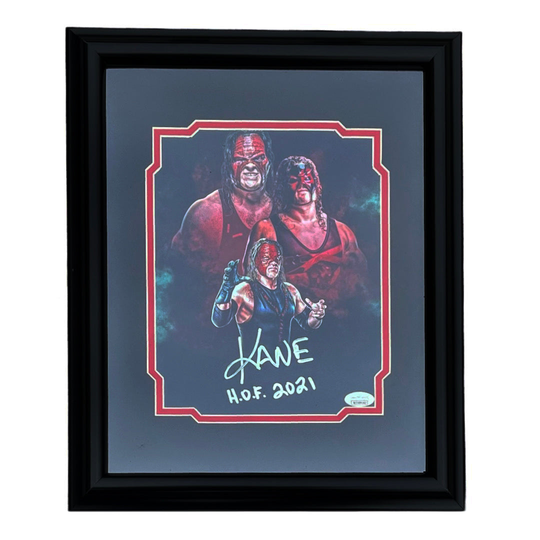 Kane Signed Hof 2021 Inscription Pose 1 Wrestling Framed 8X10 Photo (Jsa)