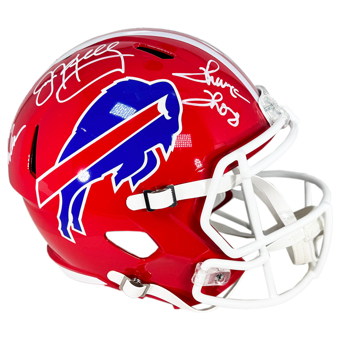 Bills Triplets Signed Buffalo Bills Throwback 87-01 Speed Full-Size Replica Football Helmet (Jsa)