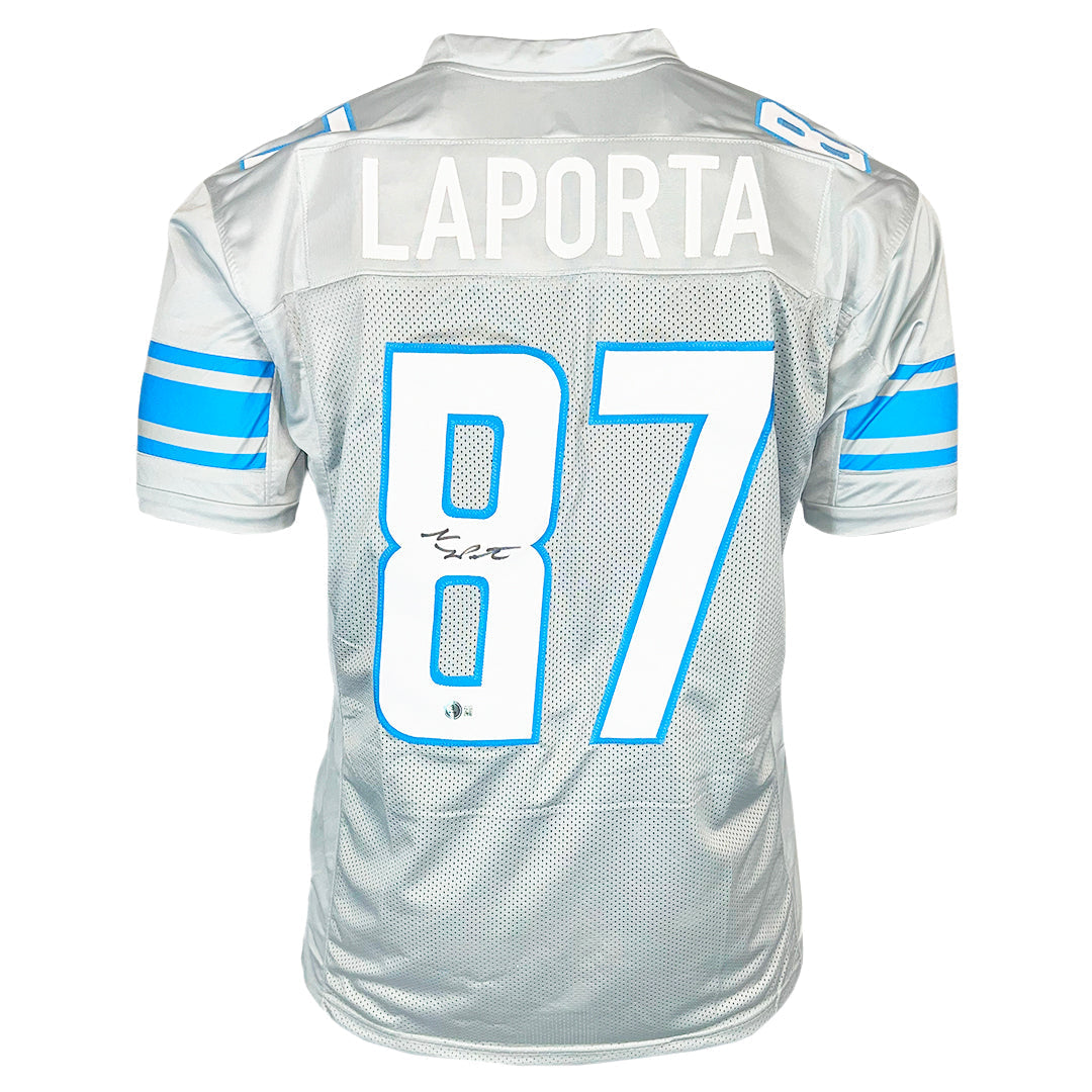 Sam Laporta Signed Detroit Grey Football Jersey (Beckett)