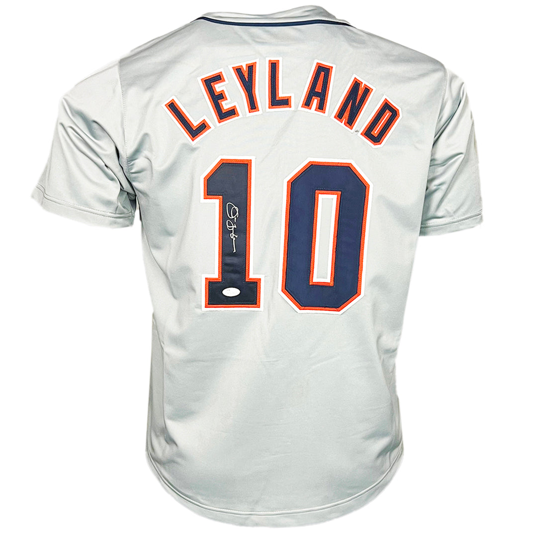 Jim Leyland Signed Detroit Grey Button Up Baseball Jersey (Jsa)
