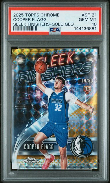 Basketball Topps Cooper Flagg 2025 Topps Chrome Sleek Finishers Rookie Gold Geometric #'D 19/50 PSA 10
