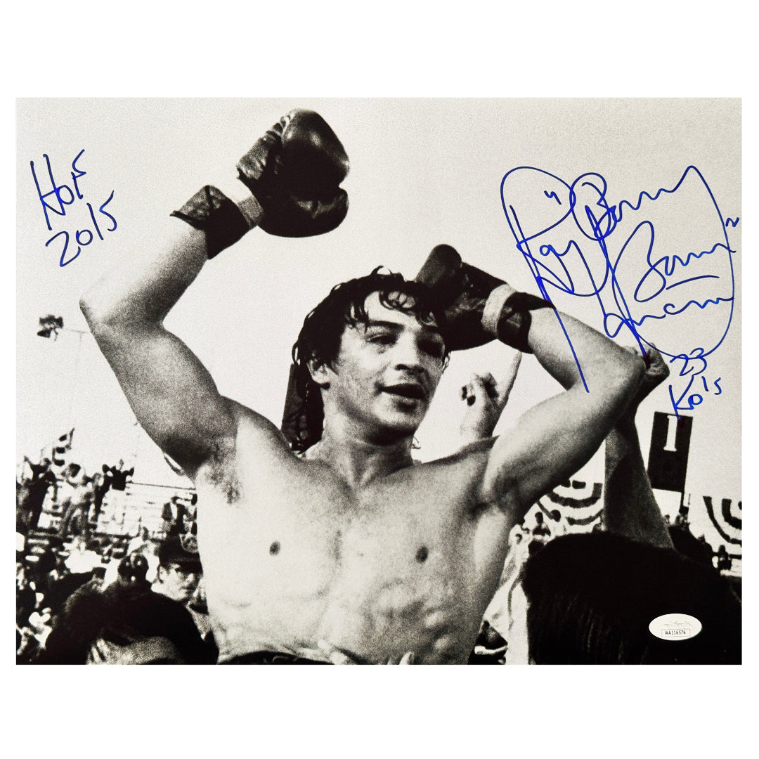 Ray "Boom Boom" Mancini Signed Hof 2015 23 Ko's Inscription Pose 1 Boxing 11X14 Photo (Jsa)