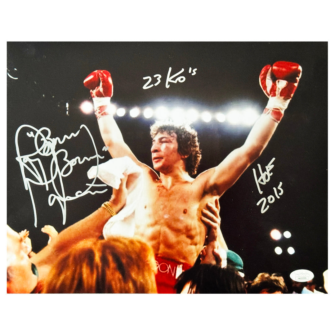 Ray "Boom Boom" Mancini Signed Hof 2015 23 Ko's Inscription Pose 2 Boxing 11X14 Photo (Jsa)