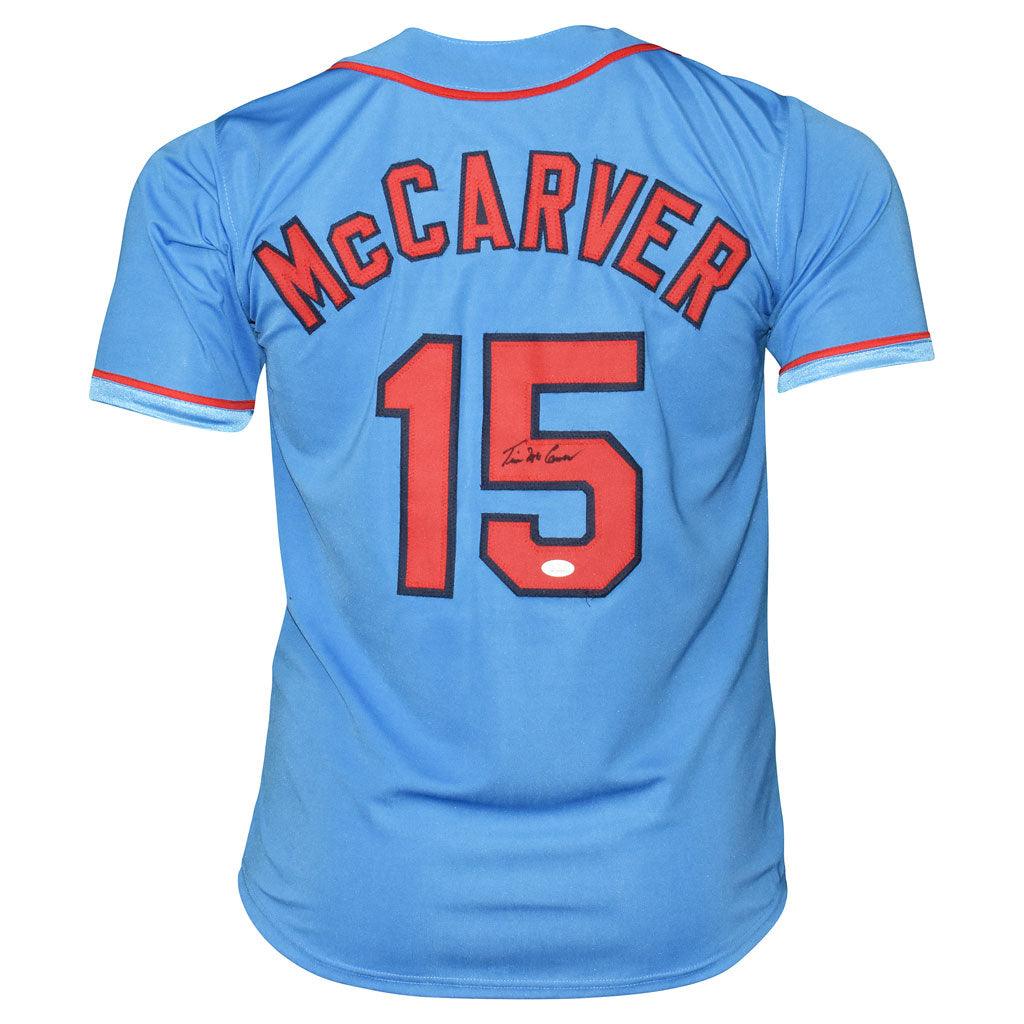 Tim Mccarver Signed St Louis Light Blue Baseball Jersey (Jsa)