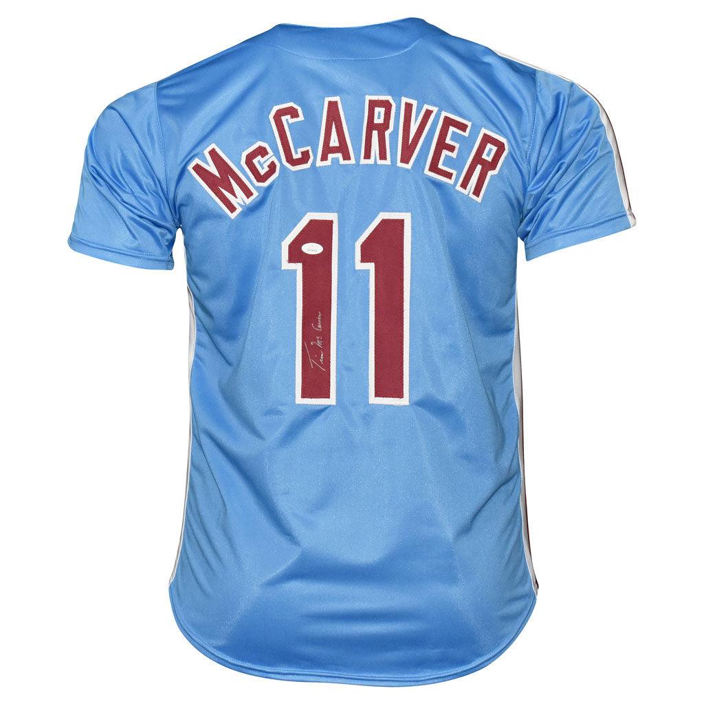 Tim Mccarver Signed Philadelphia Light Blue Baseball Jersey (Jsa)