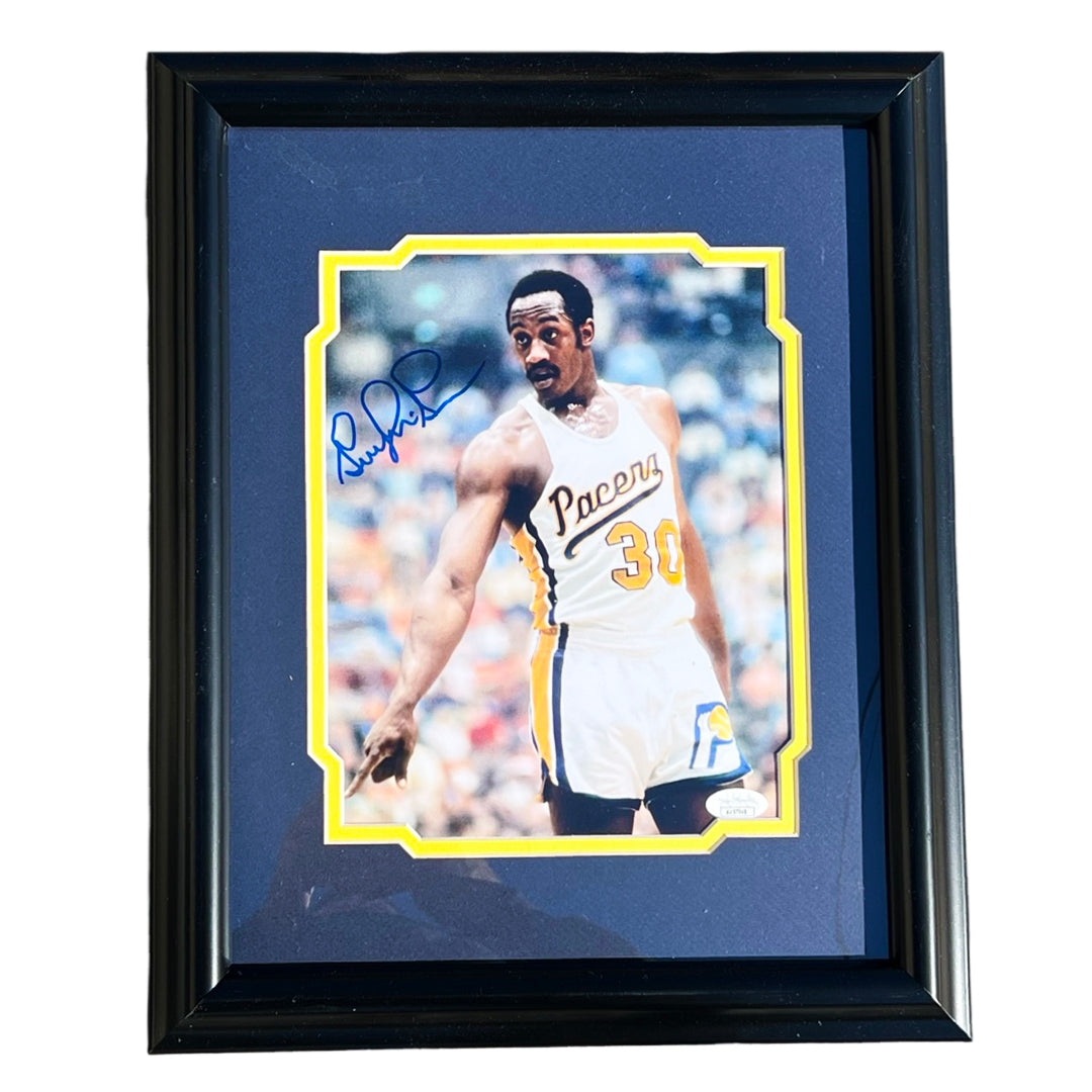 George Mcginnis Signed Indiana Pose 1 Basketball Framed 8X10 Photo (Jsa)