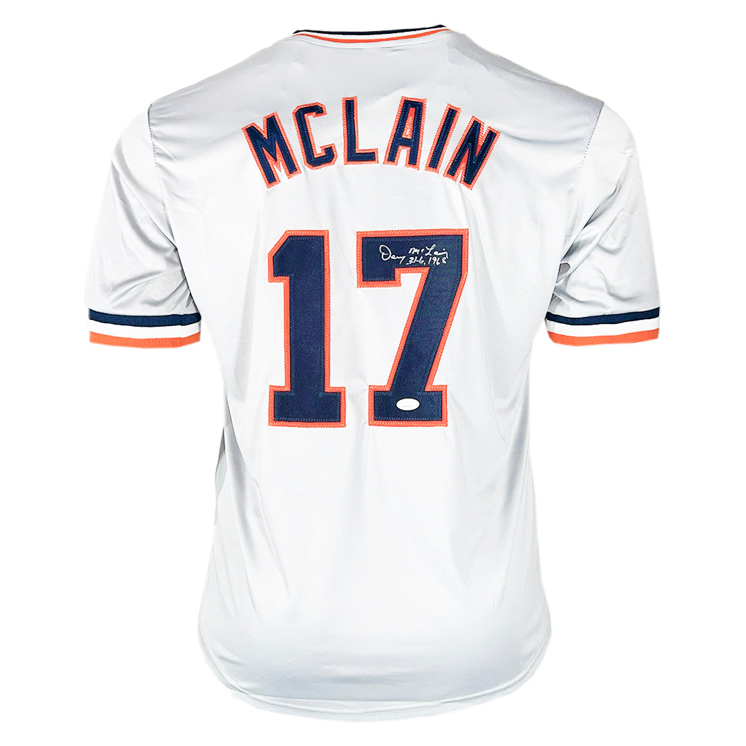 Denny Mclain Signed 31-6-1968 Inscription Detroit Grey Baseball Jersey (Jsa)