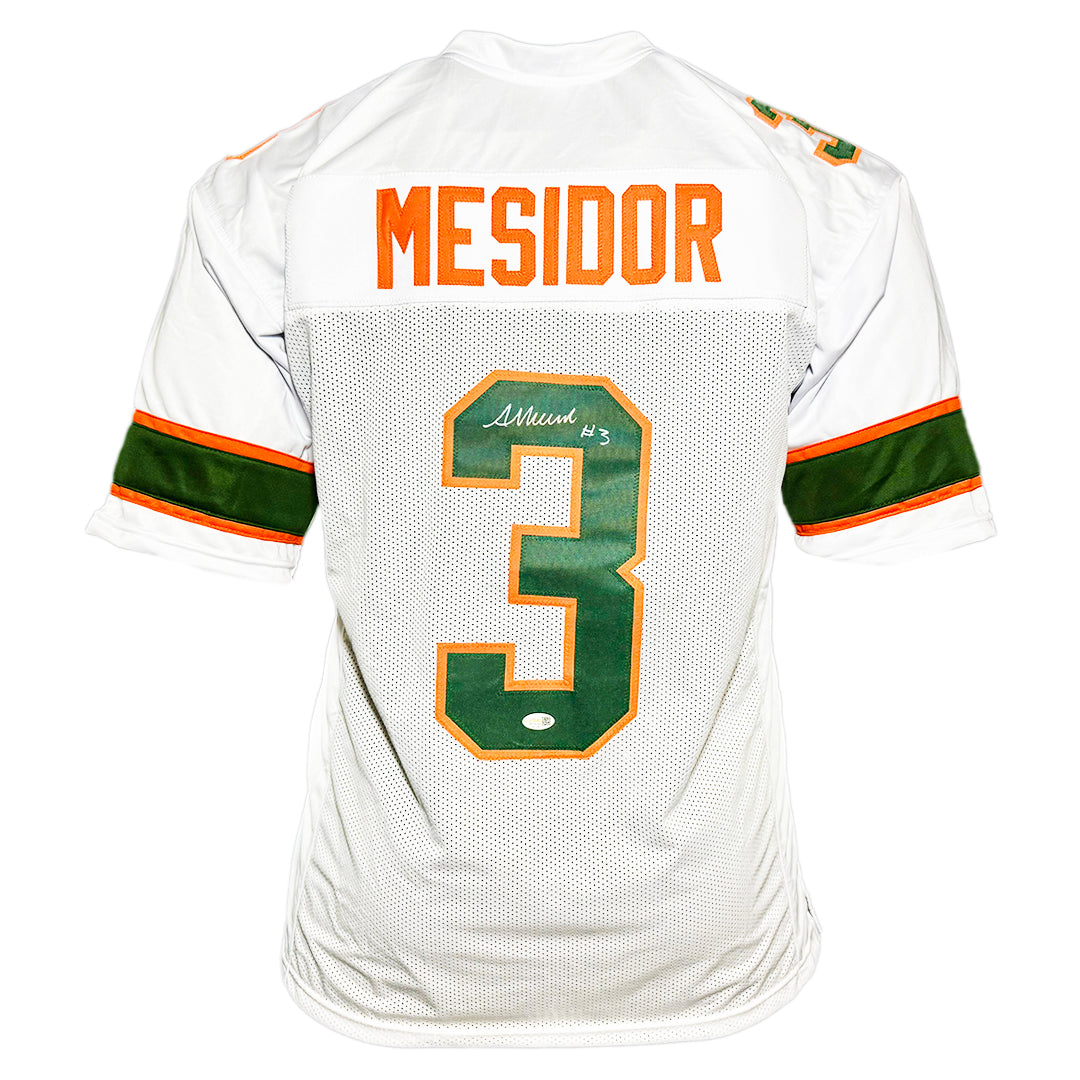 Akheem Mesidor Signed Miami College White Football Jersey (Jsa)