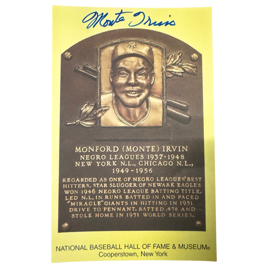 Monte Irvin Signed Hof Plaque Card (Jsa)