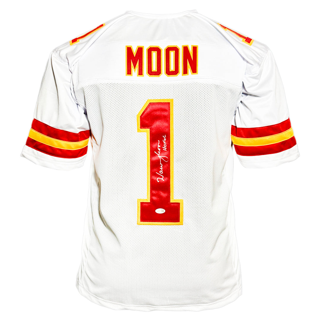 Warren Moon Signed Hof 06 Inscription Kansas City White Football Jersey (Jsa)