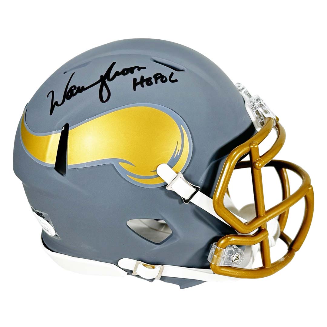 Warren Moon Signed Hof 06 Inscription Minnesota Vikings Slate Alternate Speed Mini Football Helmet (Jsa)