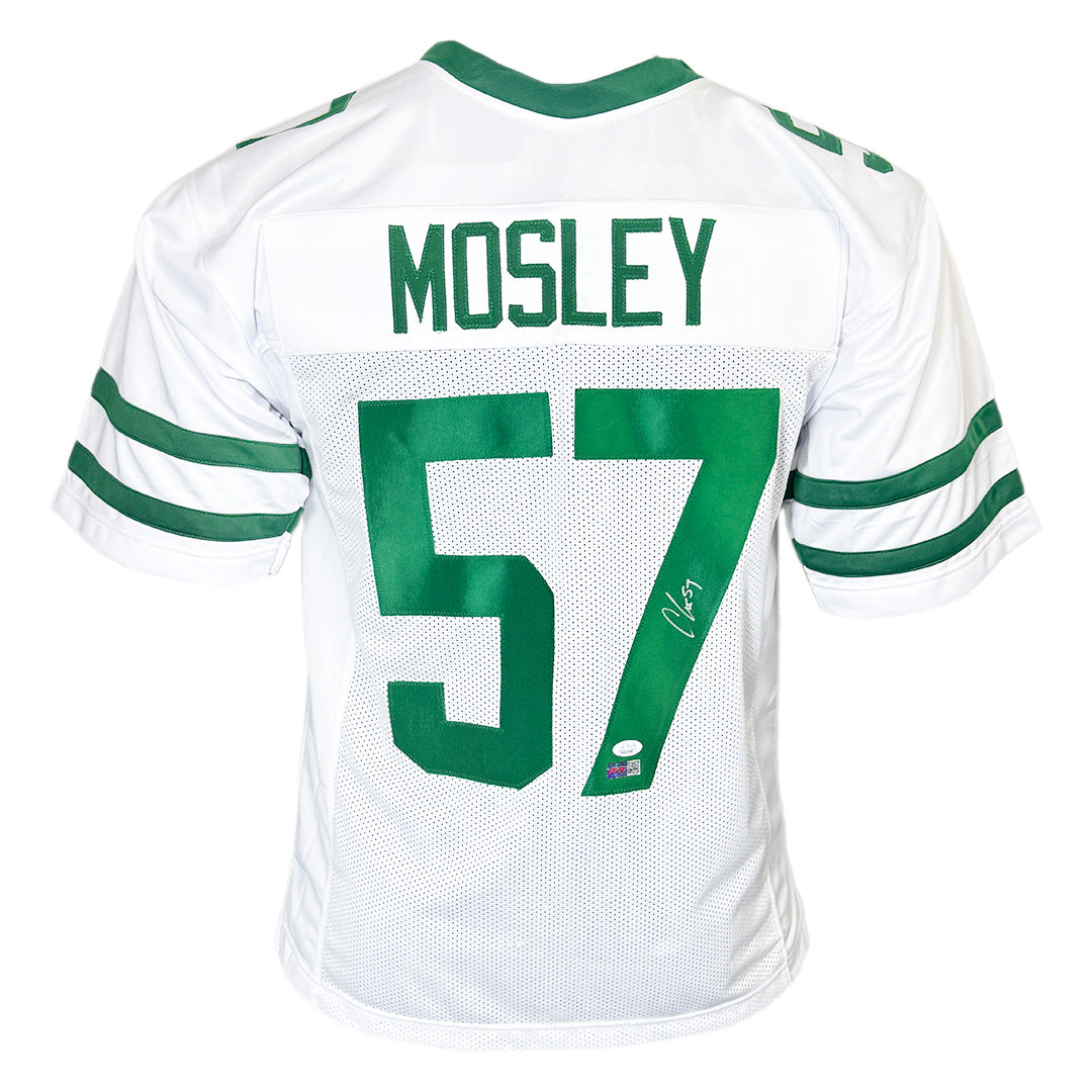 Cj Mosley Signed New York White Football Jersey (Jsa)