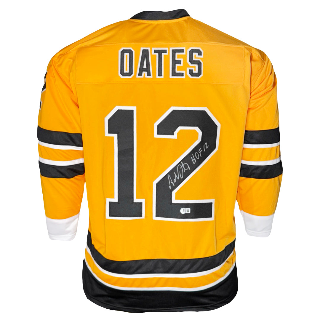Adam Oates Signed Boston Yellow Hof 12 Hockey Jersey (Beckett)