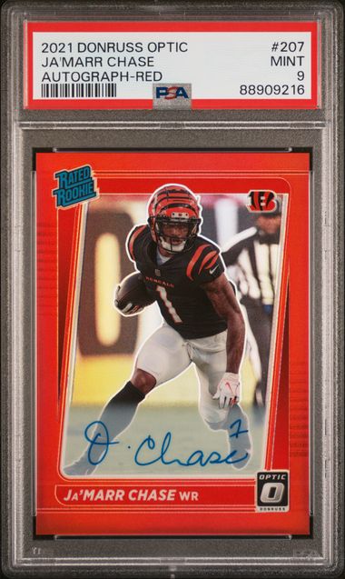 Sports Ja'Marr Chase 2021 Donruss Optic Red Rc Autograph PSA 9
