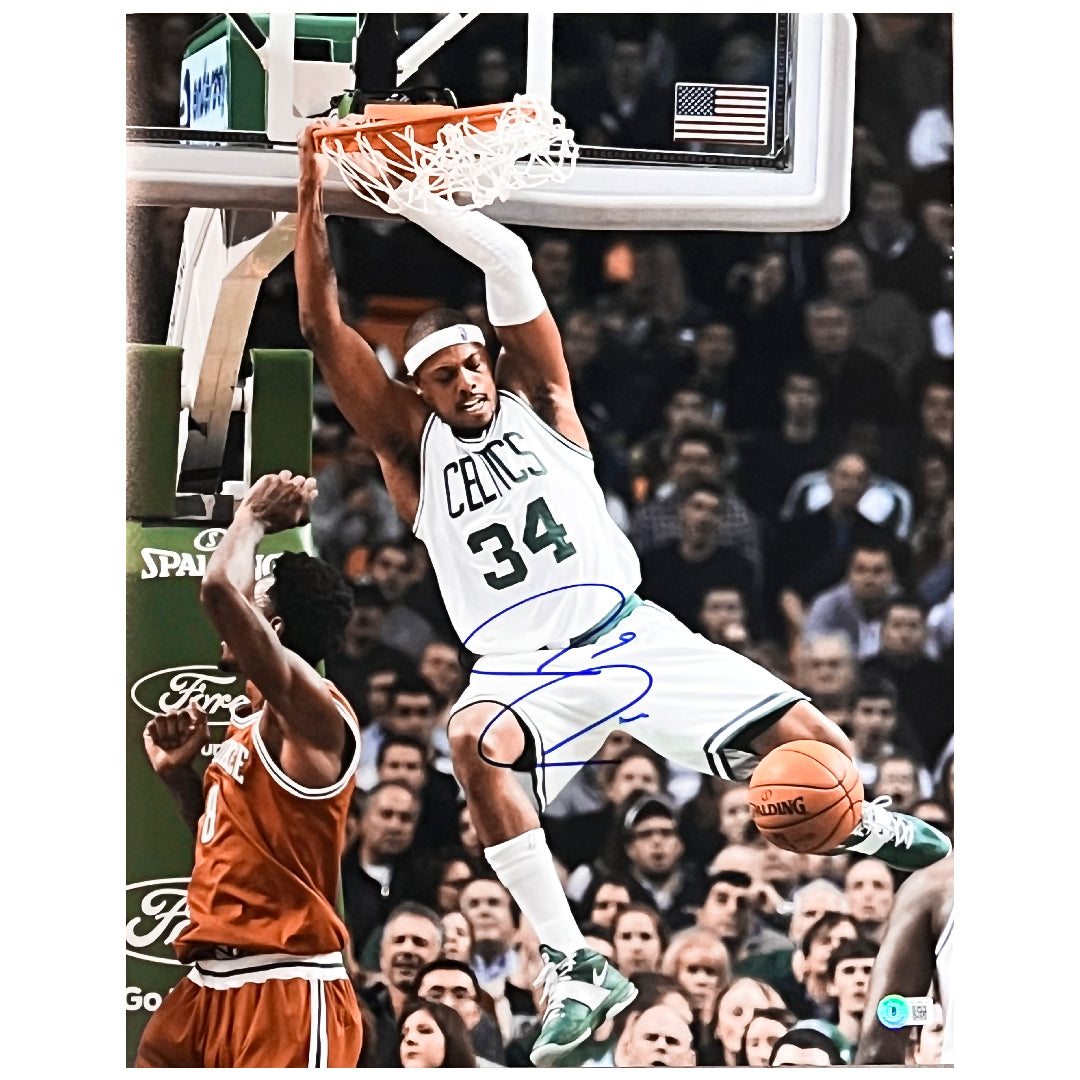 Paul Pierce Signed Boston Dunking Basketball 16X20 Photo (Beckett)