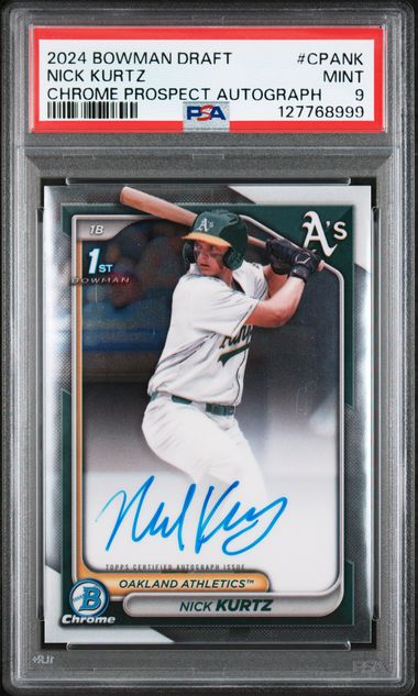 Baseball Bowman Nick Kurtz 2024 Bowman Draft 1st Bowman Chrome Prospect Autograph PSA 9