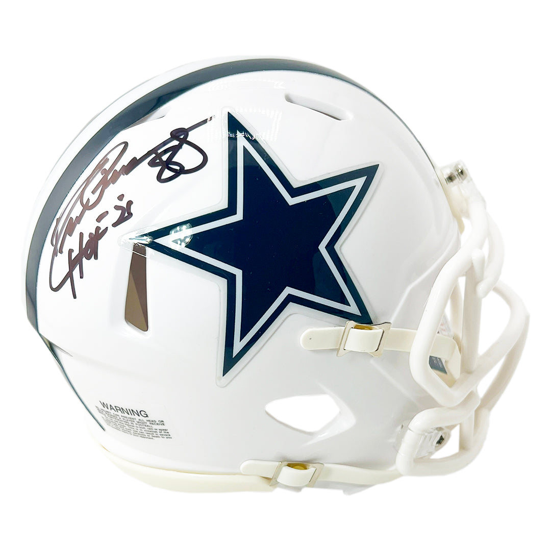 Drew Pearson Signed Hof 21 Inscription Dallas Cowboys Alt 2022 Speed Mini Football Helmet (Jsa)
