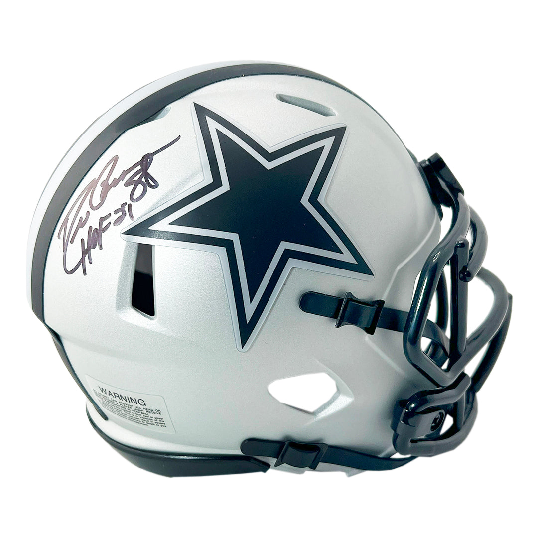Drew Pearson Signed Hof 21 Inscription Dallas Cowboys Rave Mini Football Helmet (Jsa)