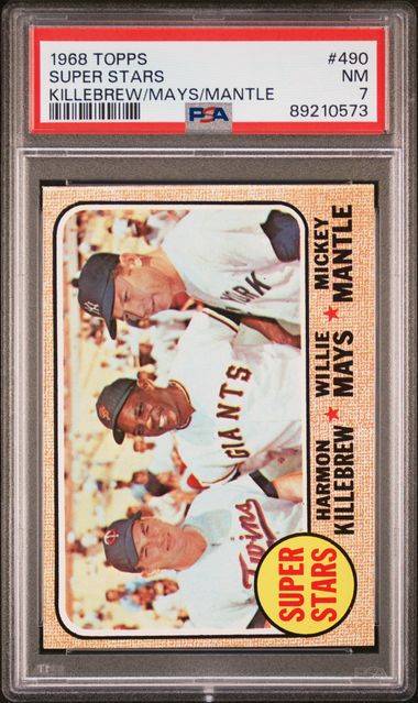Baseball Topps Super Stars Killebrew Mays Mantle 1968 Topps #490 PSA 7