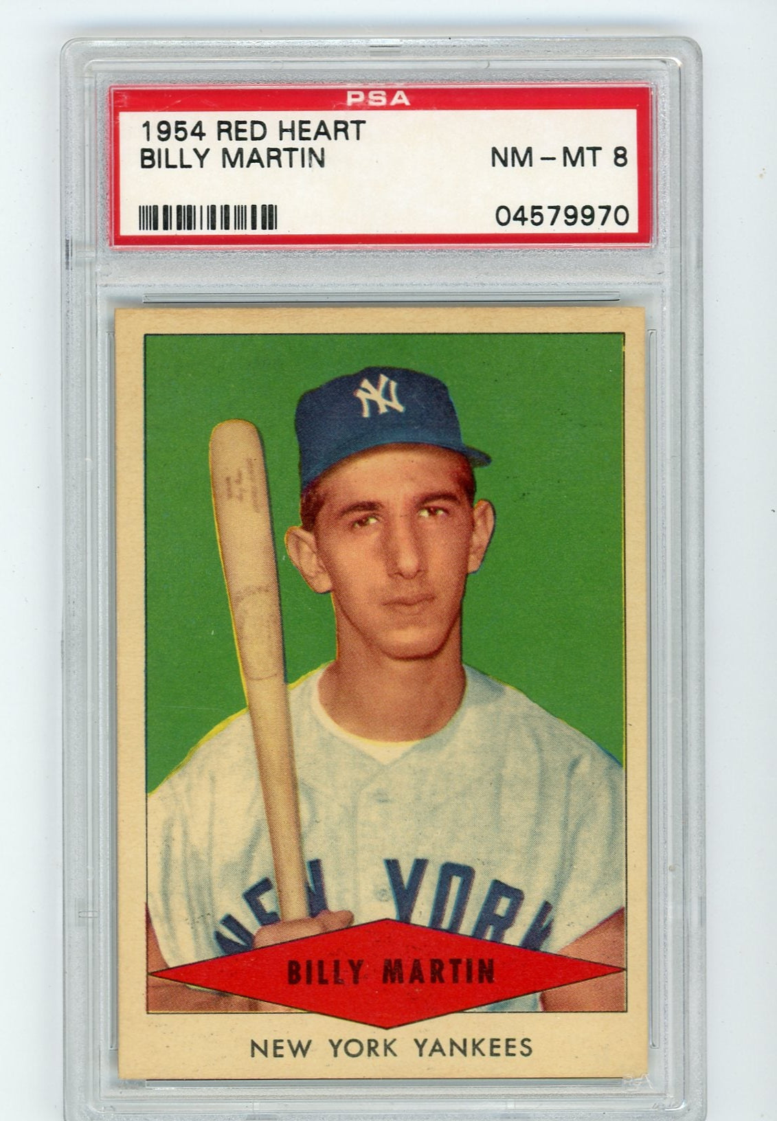 Baseball Billy Martin 1954 Red Heart PSA 8