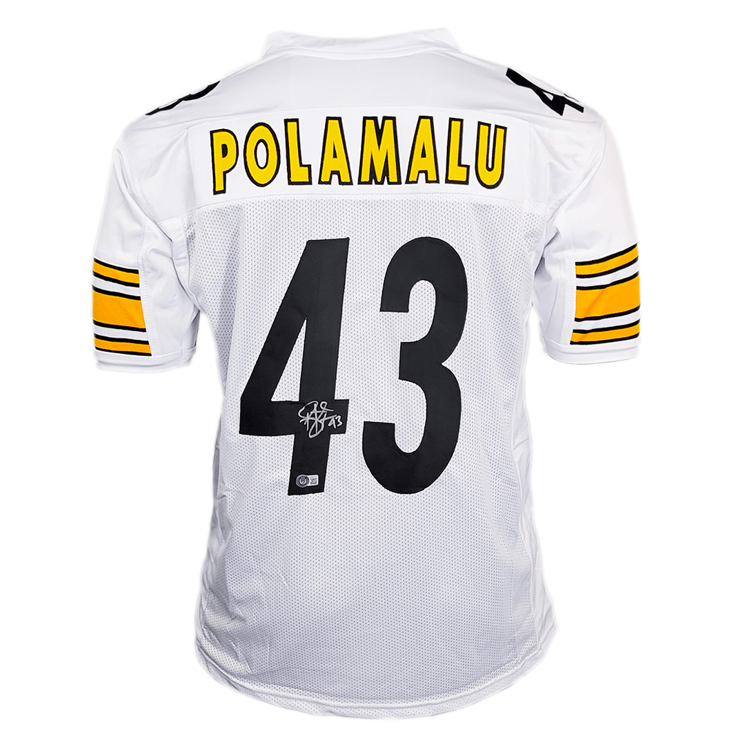 Troy Polamalu Signed Pittsburgh White Football Jersey (Beckett)