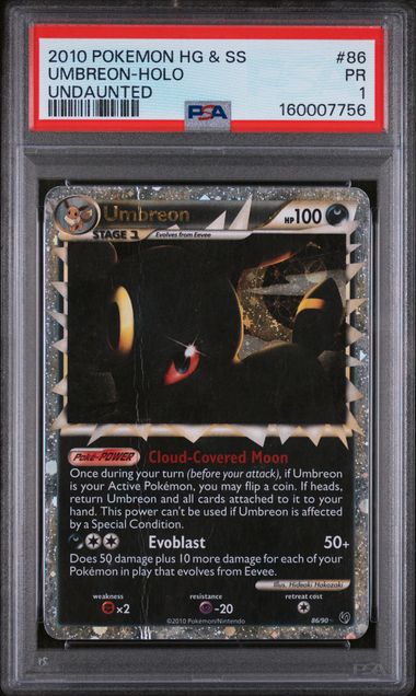 Pokémon Umbreon 2010 Pokemon Heartgold Soulsilver Undaunted #86/90 PSA 1