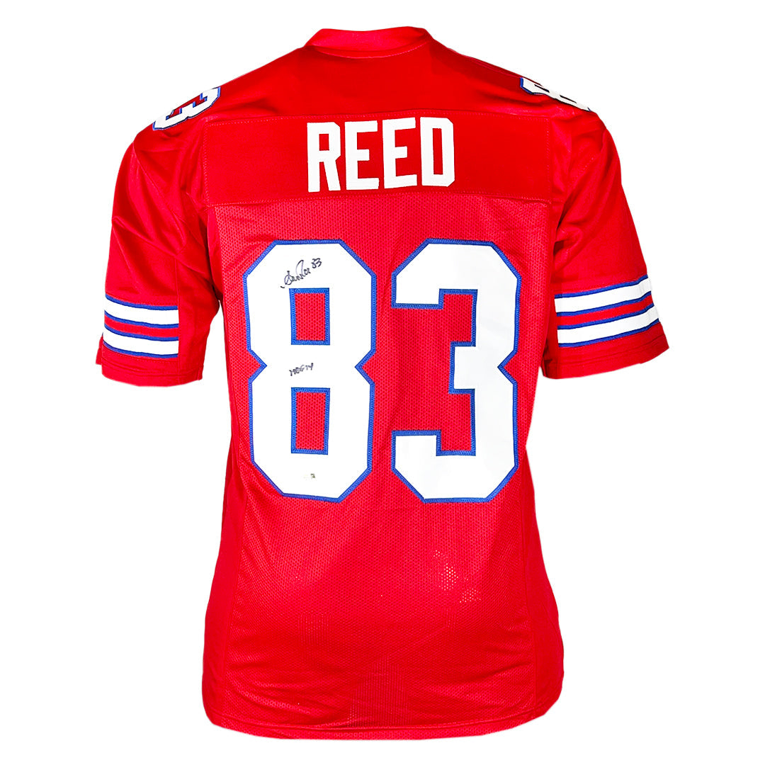 Andre Reed Signed Hof 14 Inscription Buffalo Red Bled Signature Football Jersey (Jsa)