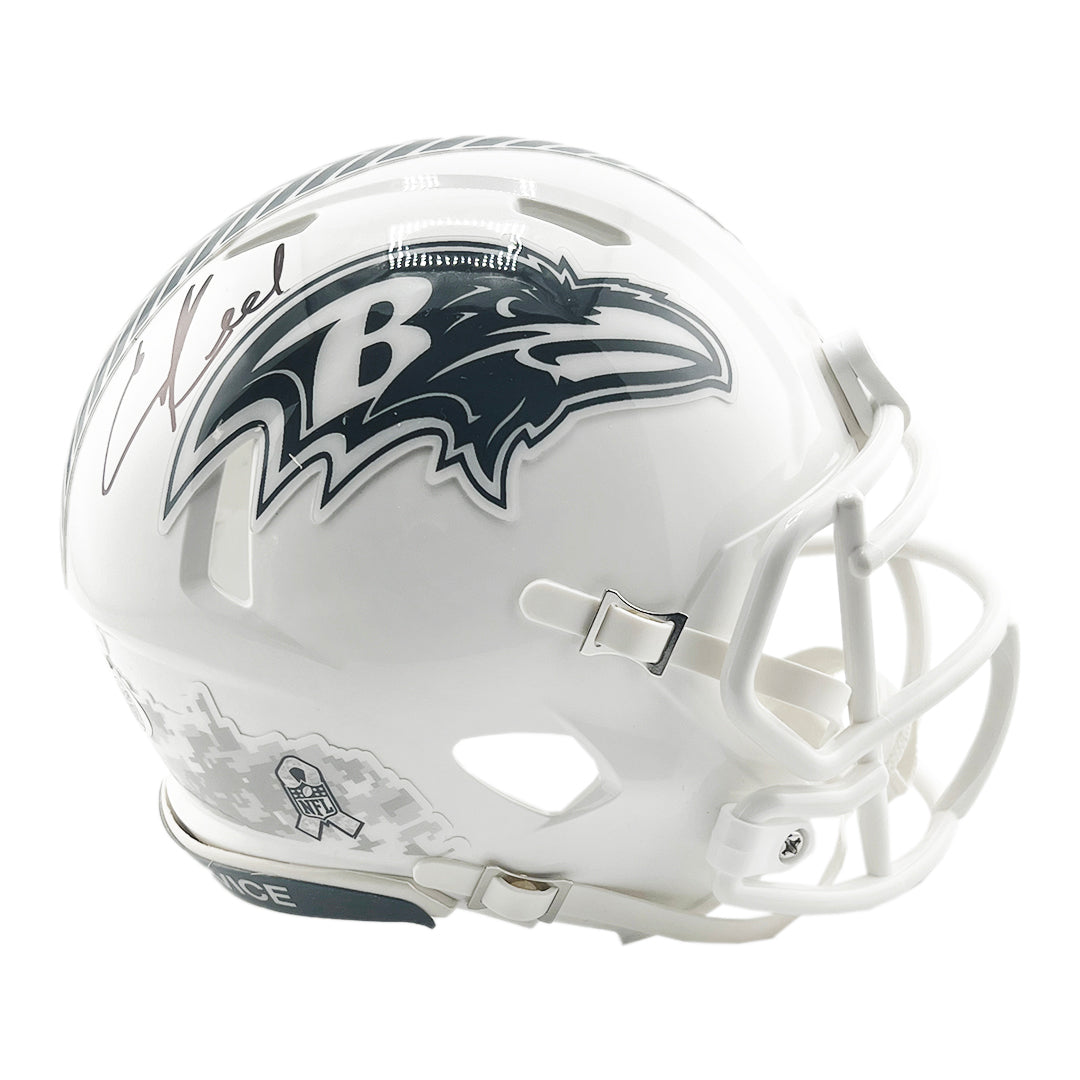 Ed Reed Signed Baltimore Ravens Salute To Service 2024 Mini Football Helmet (Jsa)
