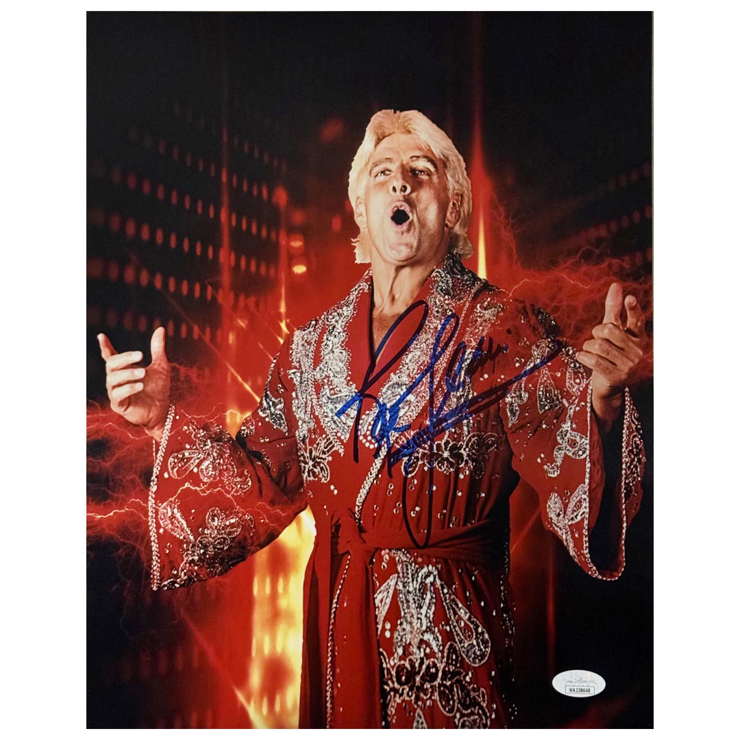 Ric Flair Signed Red Robe Wrestling 11X14 Photo Pose 2(Jsa)