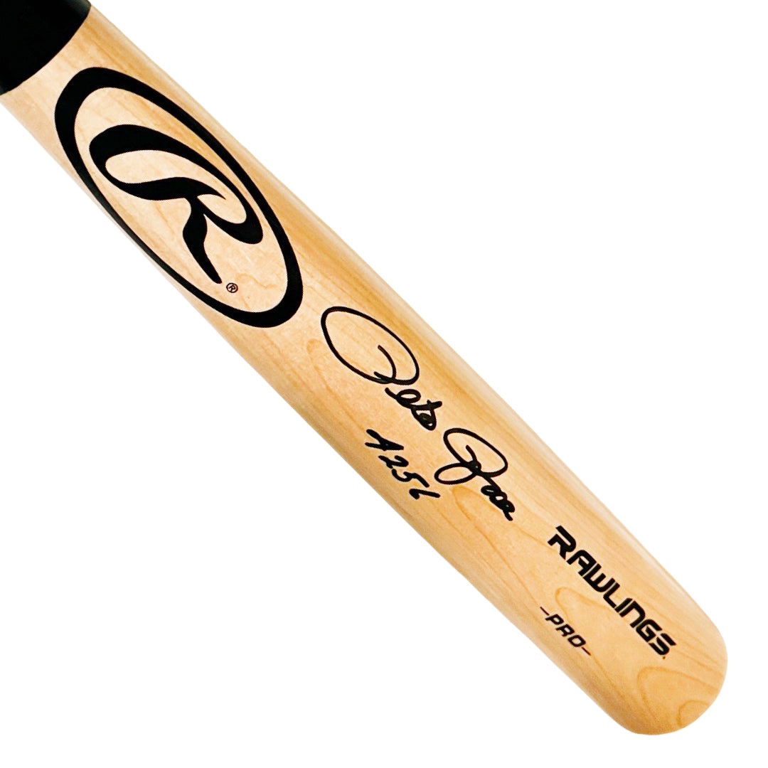 Pete Rose Signed 4256 Inscription Rawlings Blonde Baseball Bat (Jsa)