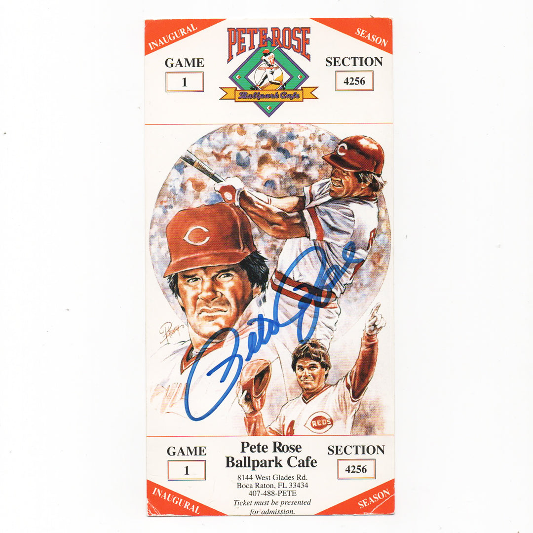 Pete Rose Signed Ballpark Ticket (Jsa)
