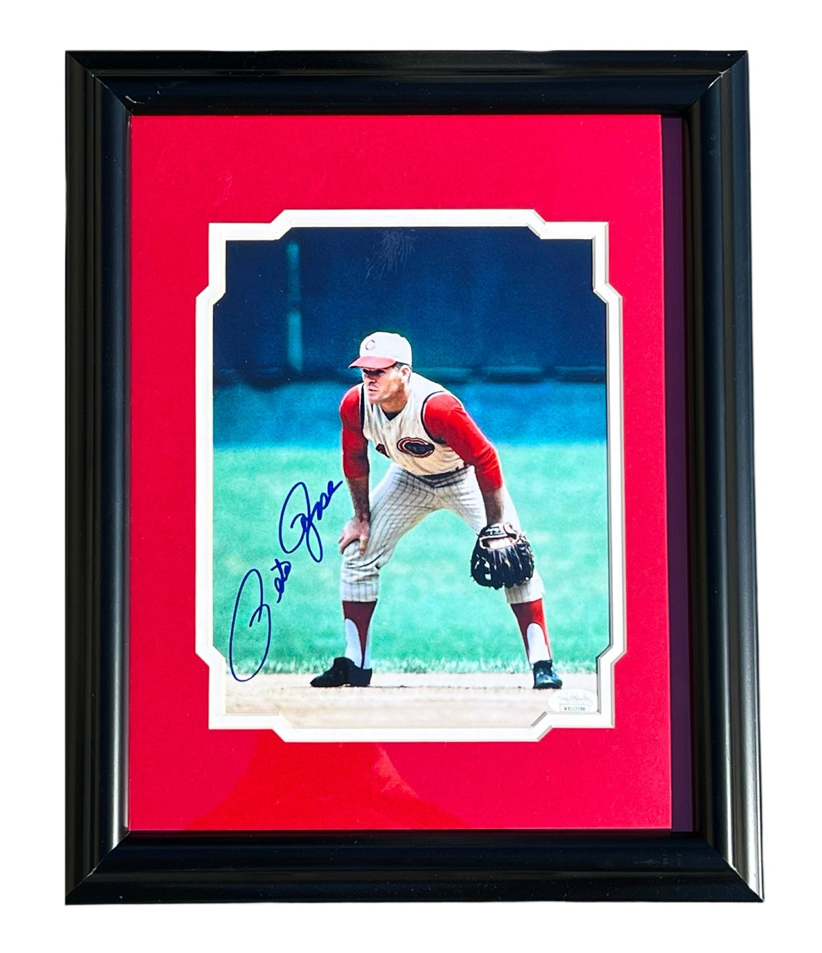 Pete Rose Signed Cincinnati Pose 3 Baseball Framed 11X14 Photo (Jsa)