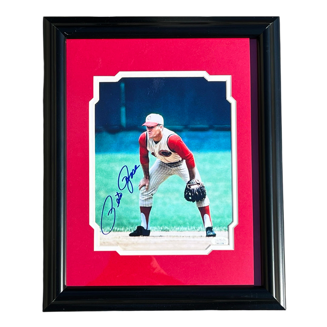 Pete Rose Signed Cincinnati Pose 3 Baseball Framed 8X10 Photo (Jsa)