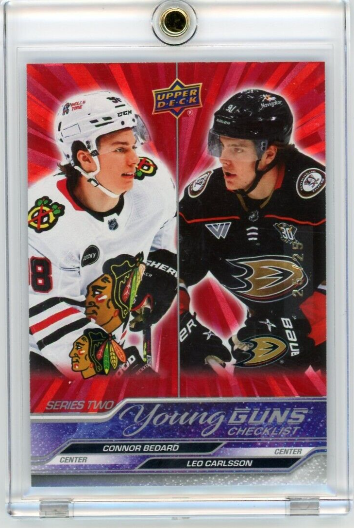 Hockey 23-24 Ud Series 2 Young Guns Checklist Bedard Carlsson Outburst Red 25/25