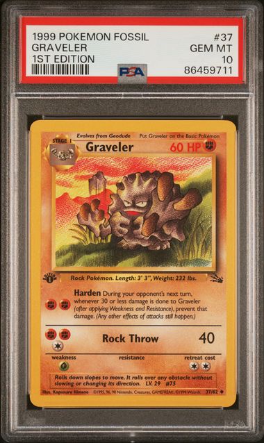 Pokémon Graveler 1999 Pokemon Fossil 1st Edition Non Holo PSA 10