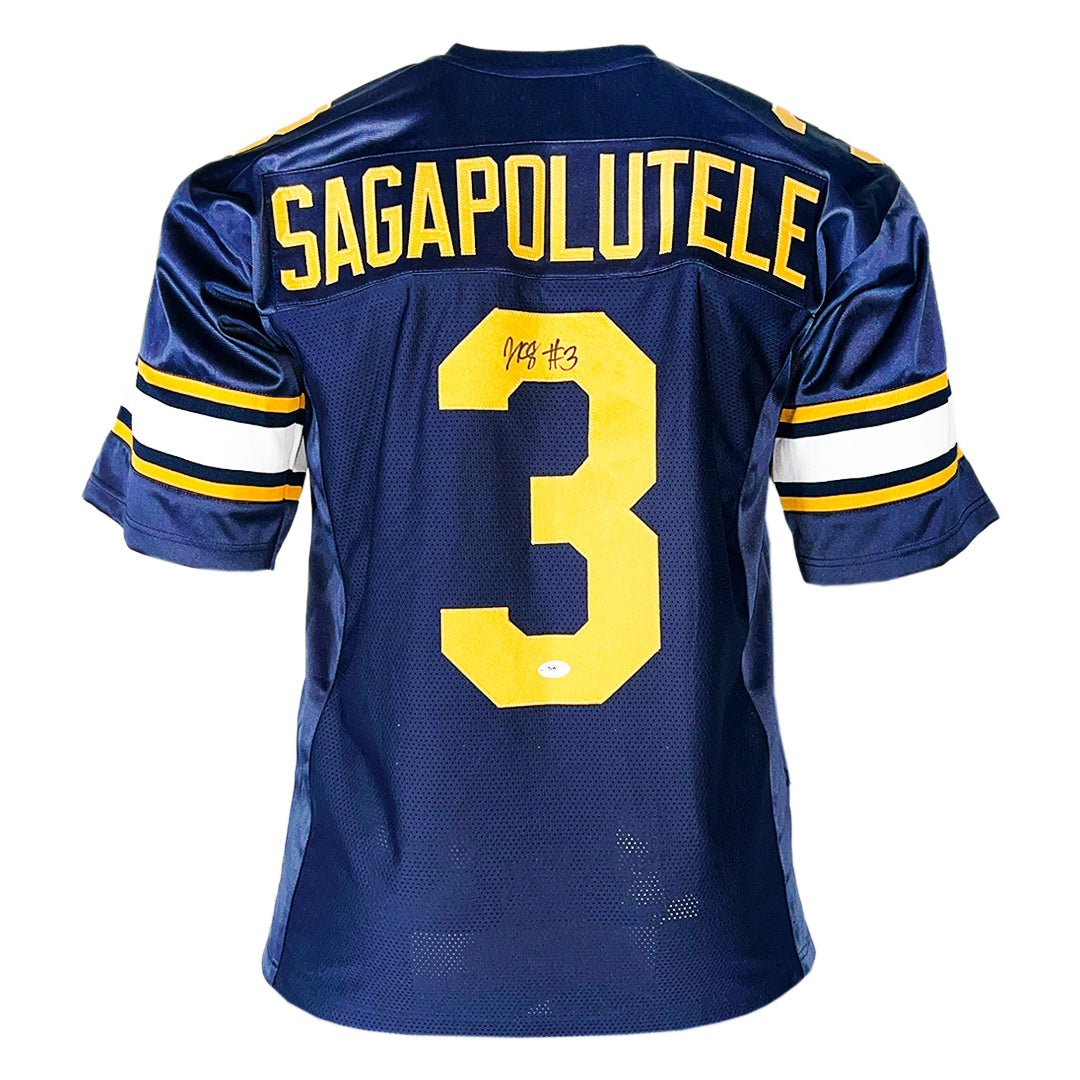 Jaron-Keawe Sagapolutele Signed California College Navy Football Jersey (Jsa)