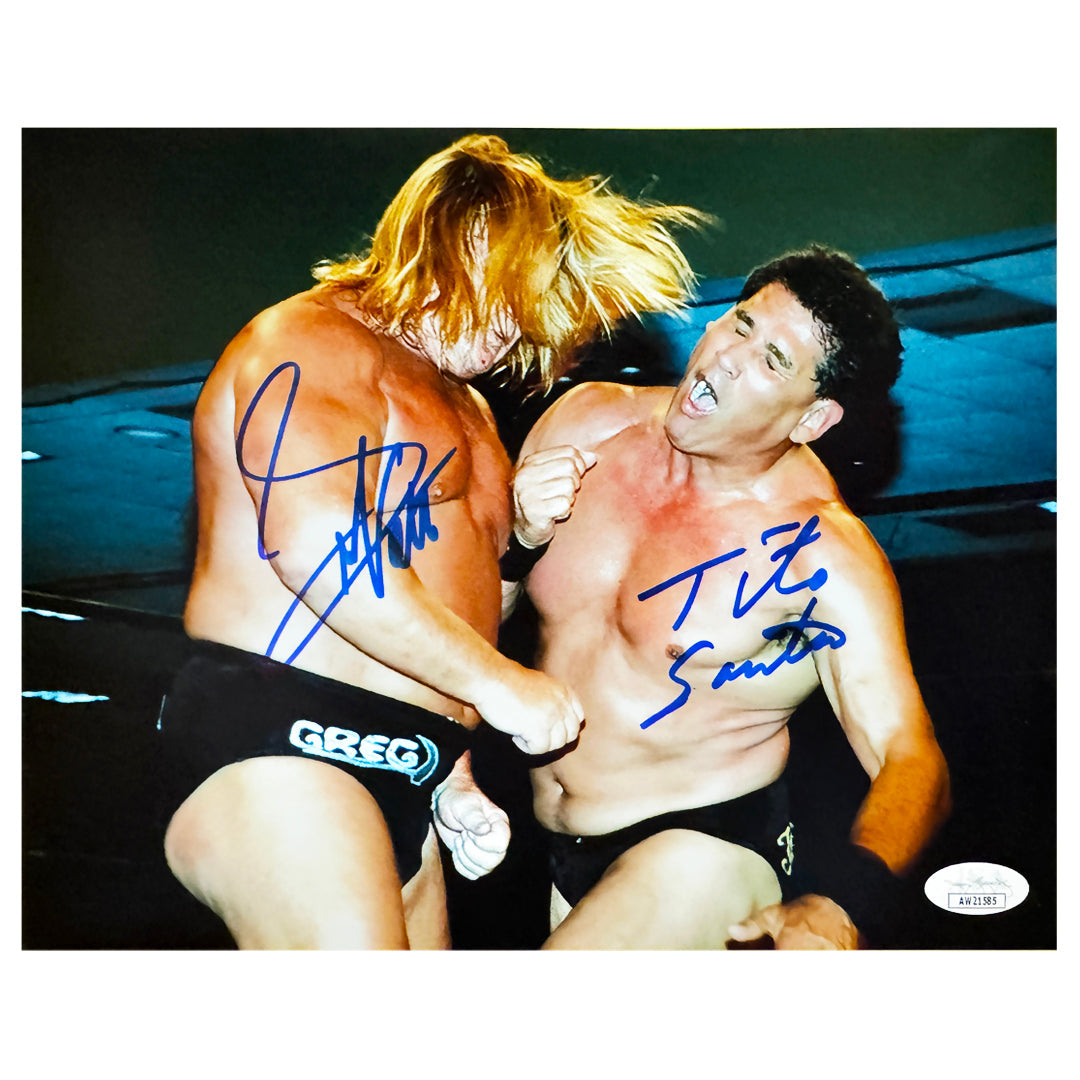 Tito Santana Greg Valentine Signed Dual Signature Pose 6 Wrestling 8X10 Photo (Jsa)