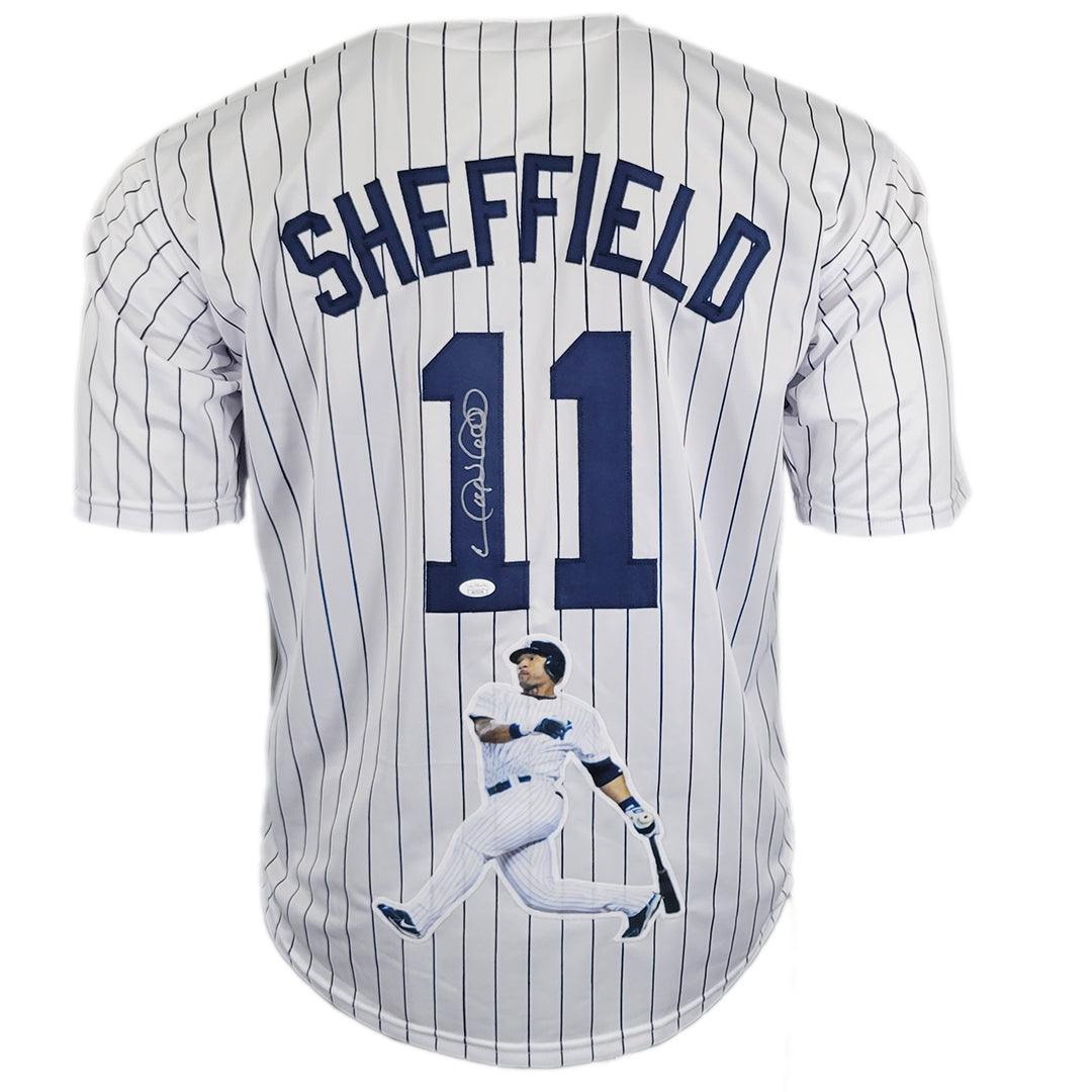 Gary Sheffield Signed New York Pinstripe Decal Baseball Jersey (Jsa)