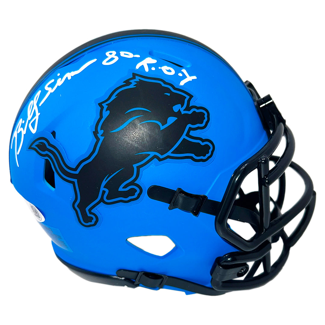 Billy Sims Signed 80 Roy Detroit Lions Rave Mini Football Helmet (Jsa)