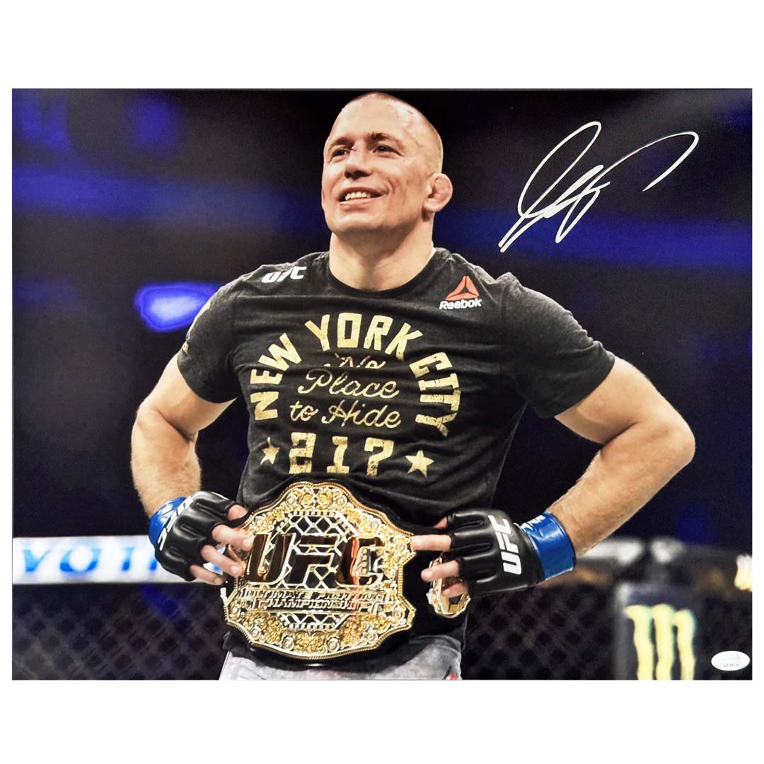 George St-Pierre Signed Pose 1 16X20 Photo (Jsa)