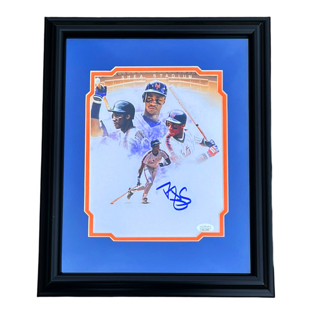 Darryl Strawberry Signed New York Pose 11 Baseball Framed 8X10 Photo (Jsa)