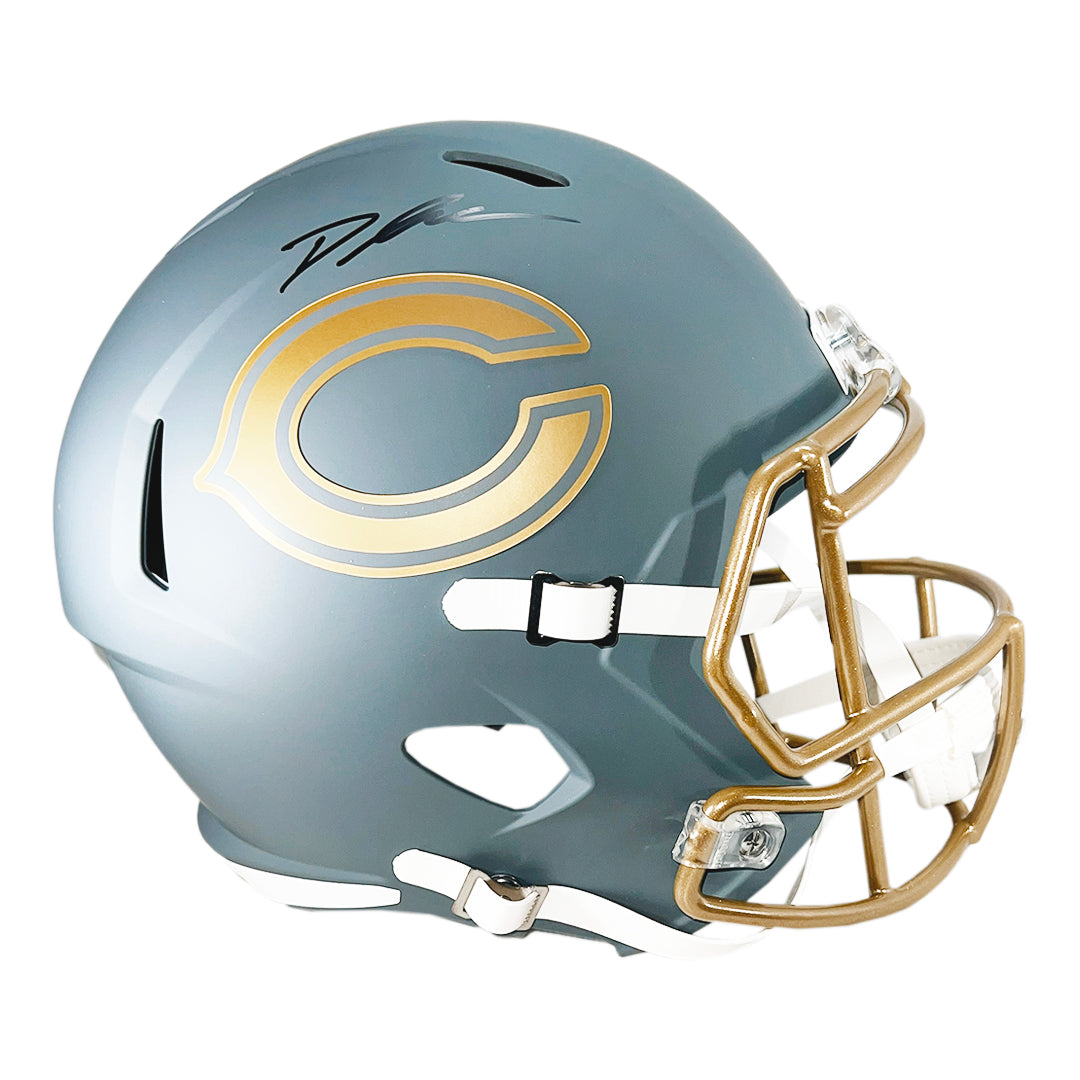 D'andre Swift Signed Chicago Bears Slate Alternate Speed Full-Size Replica Football Helmet (Jsa)