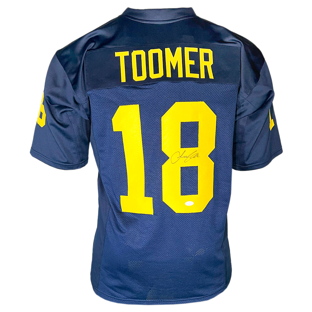 Amani Toomer Signed Michigan College Navy Football Jersey (Jsa)