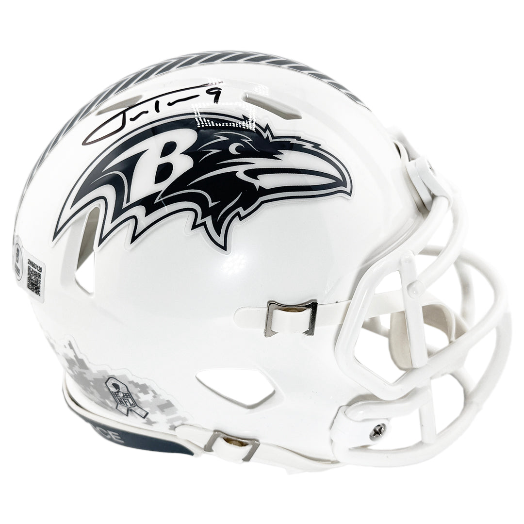 Justin Tucker Signed Baltimore Ravens Salute To Service 2024 Mini Football Helmet (Beckett)