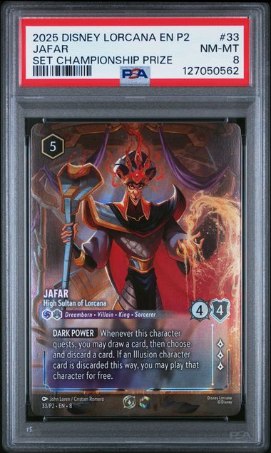 Disney Lorcana Jafar 2025 Disney Lorcana Set Championship Prize PSA 8