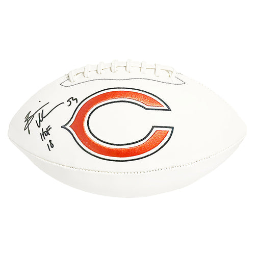 Brian Urlacher Signed Hof 18 Inscription Chicago Bears Official NFL Team Logo White Football (Beckett)