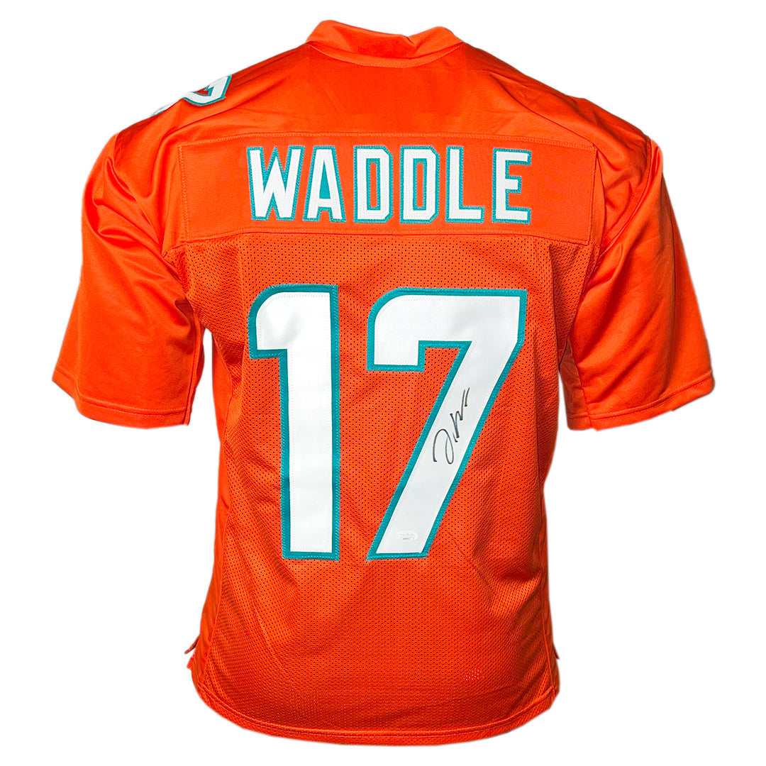 Jaylen Waddle Signed Miami Orange Football Jersey (Jsa)
