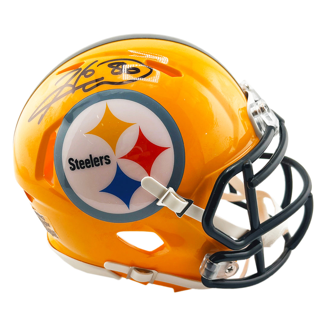 Hines Ward Signed Pittsburgh Steelers Throwback Gold Speed Mini Football Helmet (Jsa)
