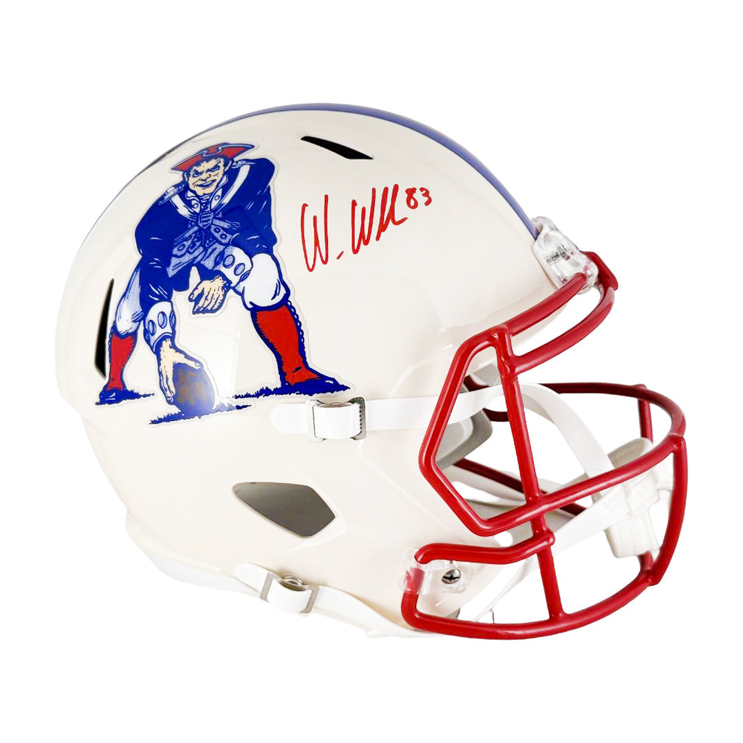 Wes Welker Signed New England Patriots Retro Speed Full-Size Replica Football Helmet (Jsa)